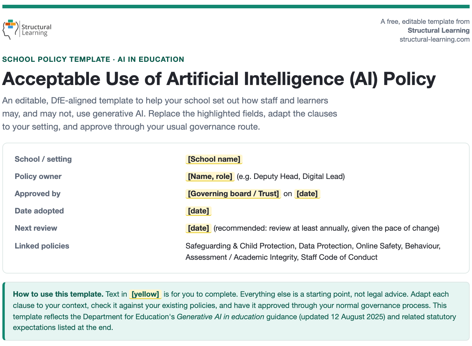AI Acceptable Use Policy template preview