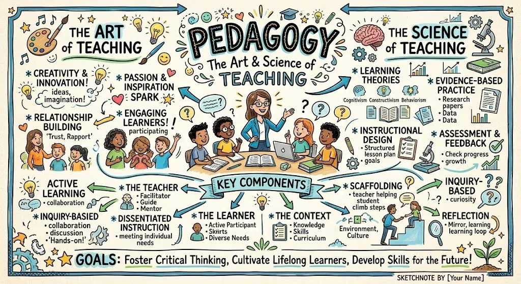 Pedagogy Explained: 5 UK Teaching Approaches for OFSTED & ECF, visual explainer sketchnote