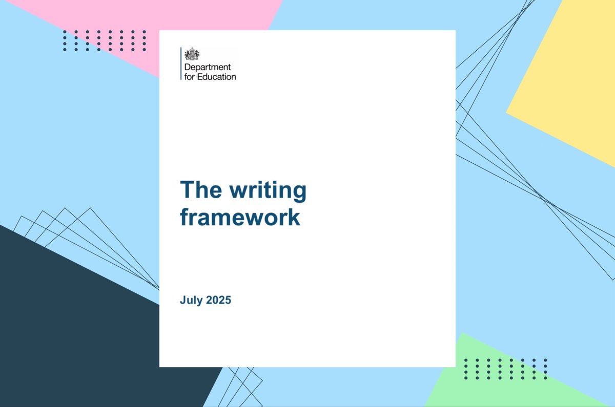 The Writing Framework July 2025 cover on a geometric background.