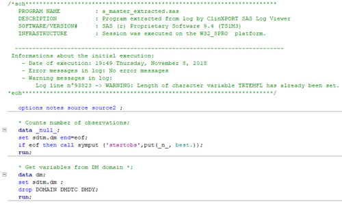 Stand-alone SAS program extracted from log
