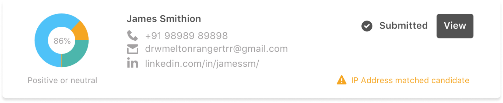 Screen grab of a veremark generated report