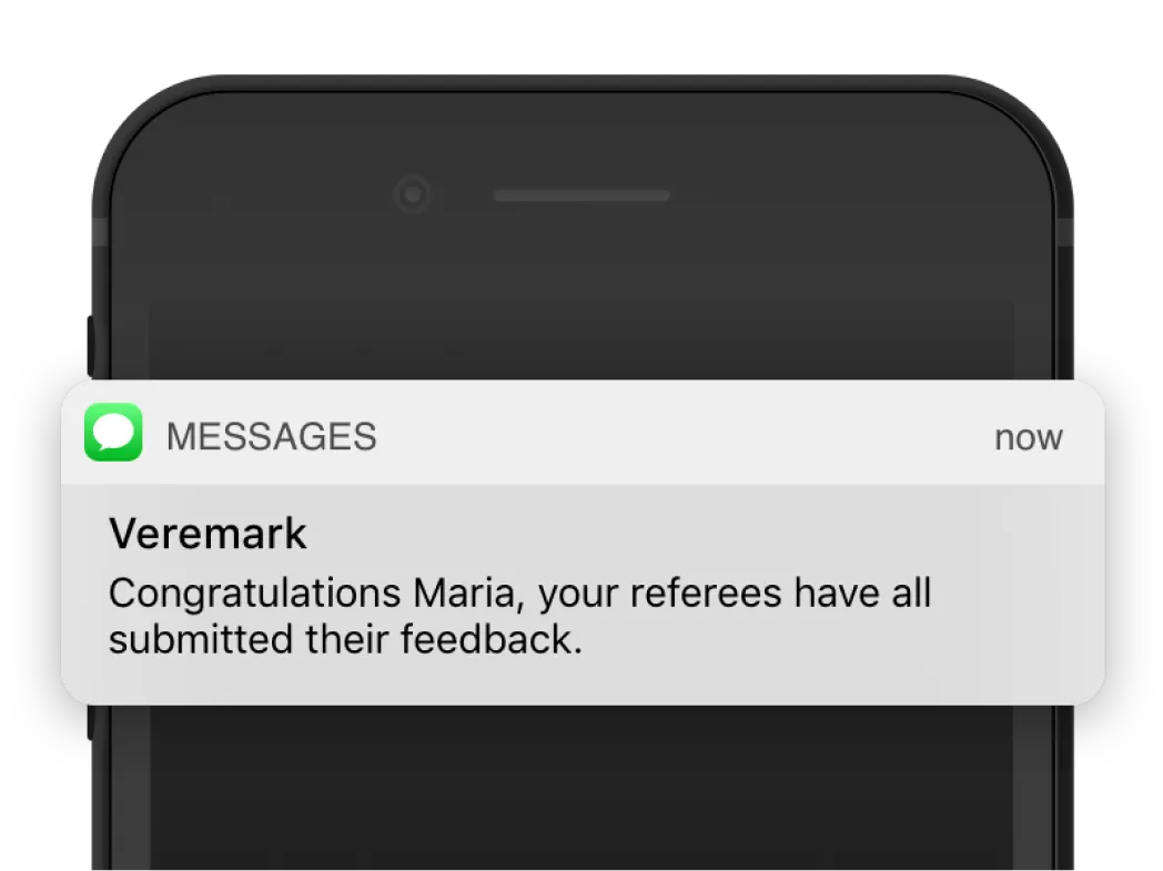 Candidate receiving a notification on their phone