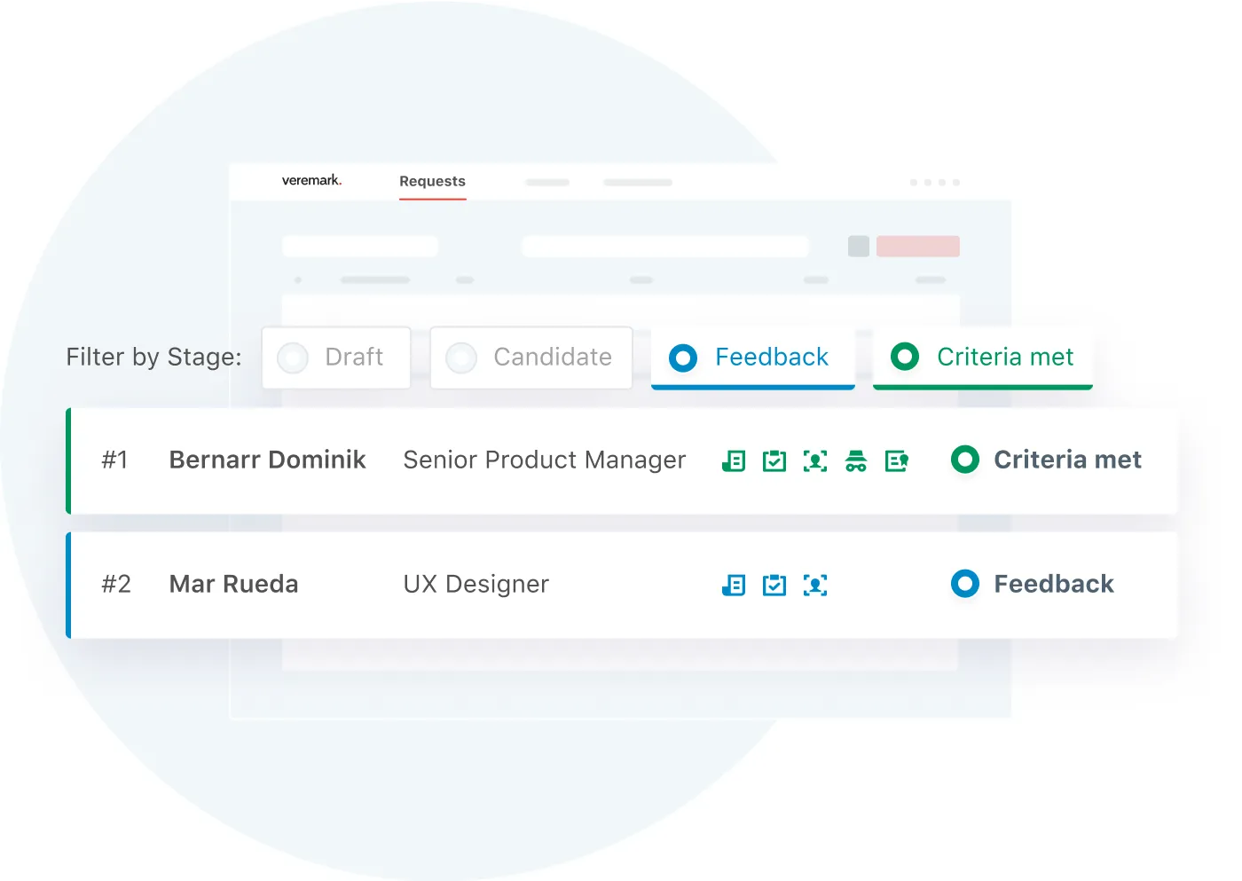 Veremark dashboard showing real time updates