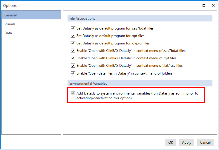 Adding Datasly to system environment variables