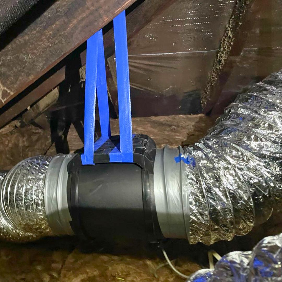 Inline ducted exhaust fan installed in a Parkville home