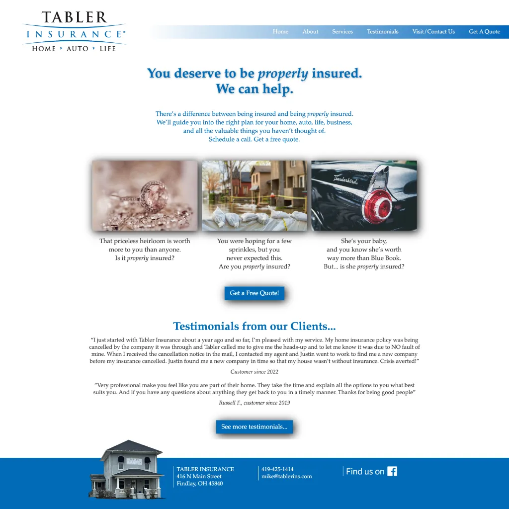 Tabler Insurance Web Page