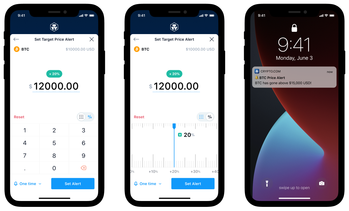 Target Price Alert set by exact input or percentage change