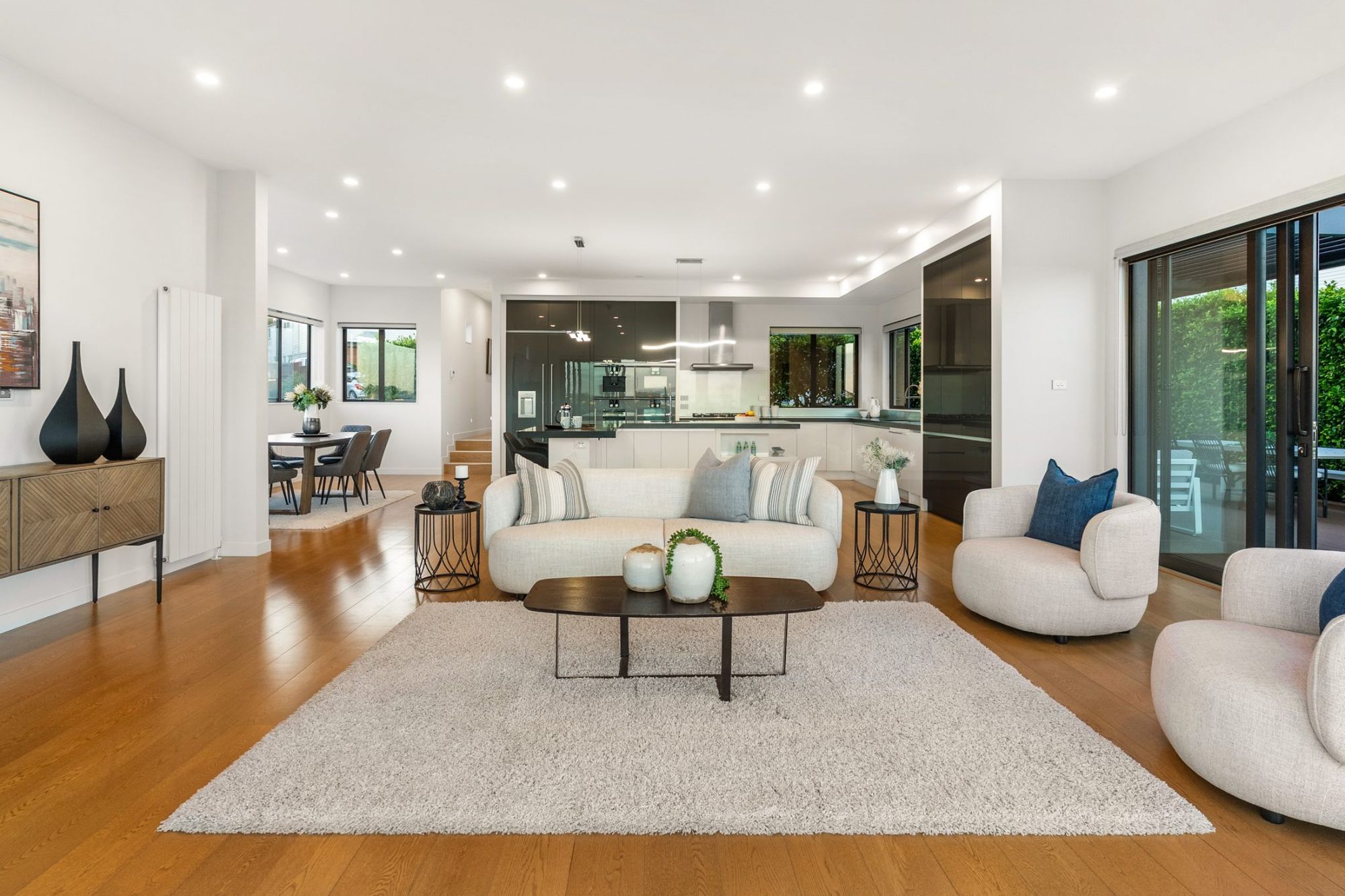 Seaview Road, Castor Bay - open-plan living dining kitchen with natural light