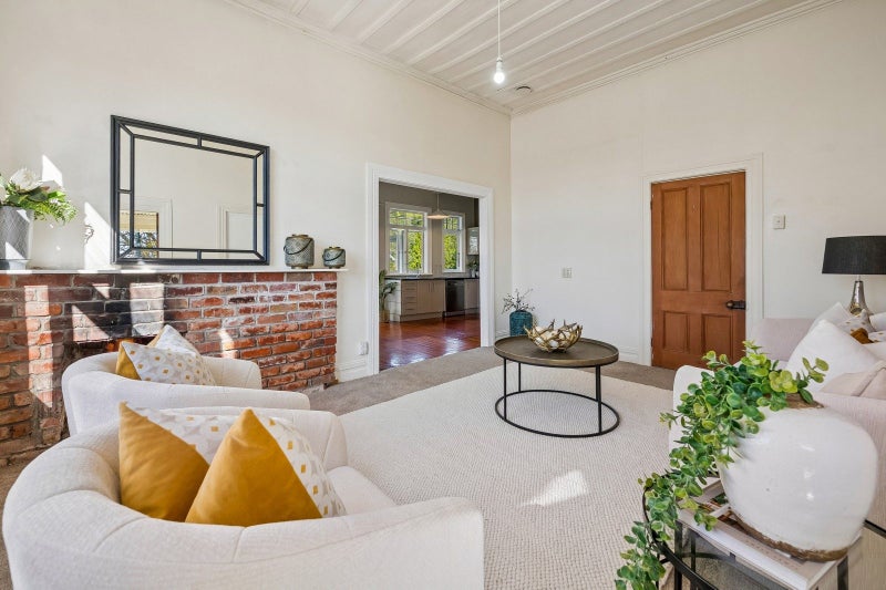 Allenby Avenue, Devonport - living room with fireplace