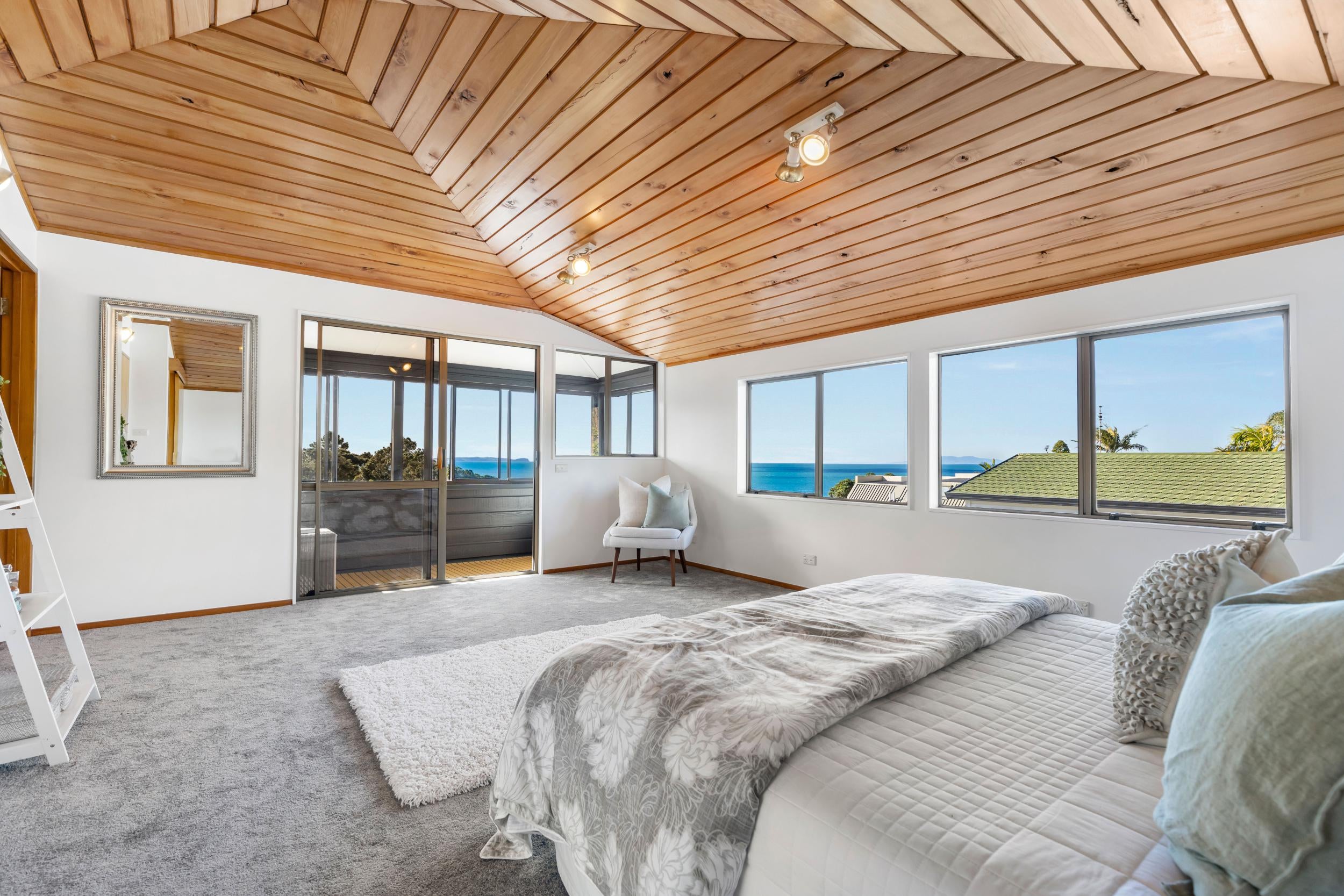 Churchill Road, Murrays Bay - main bedroom styled with sea views