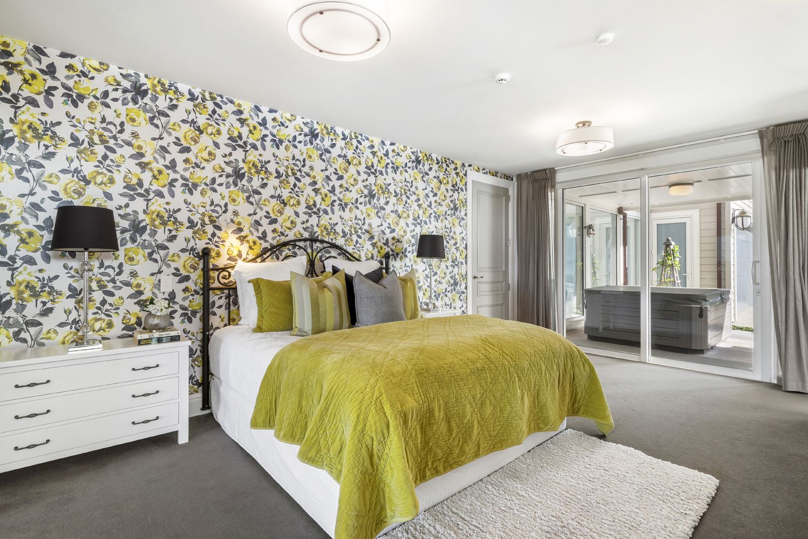 King Edward Parade, Devonport - third bedroom with feature wallpaper