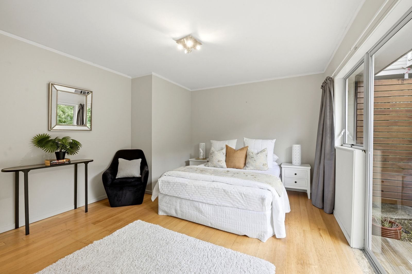 Sartors Avenue, Northcross - main bedroom styled in soft neutrals