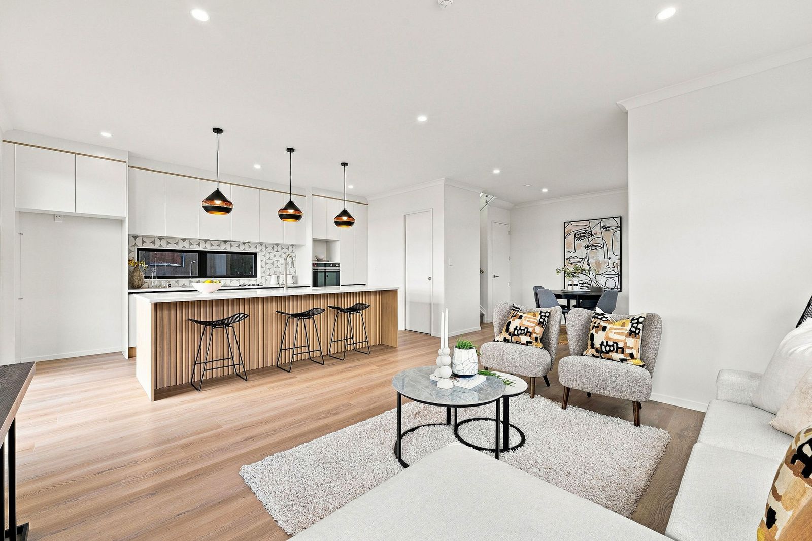 Bruce Road, Glenfield - open-plan living and dining styled for family life