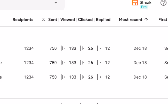 A screenshot of email link tracking in mail merges