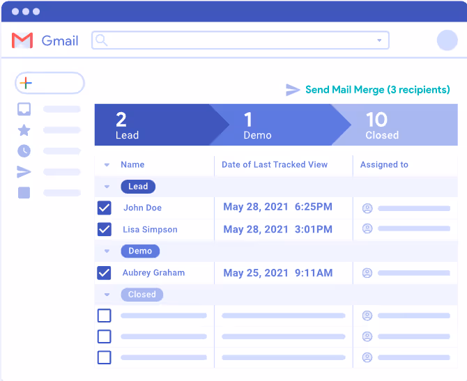 An illustration of Streak in Gmail as an email tracking tool