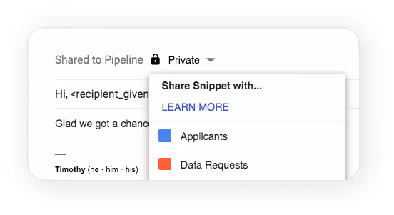 how to share a snippet in Gmail