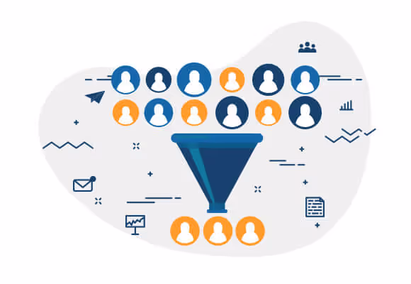 A funnel converting people into customers