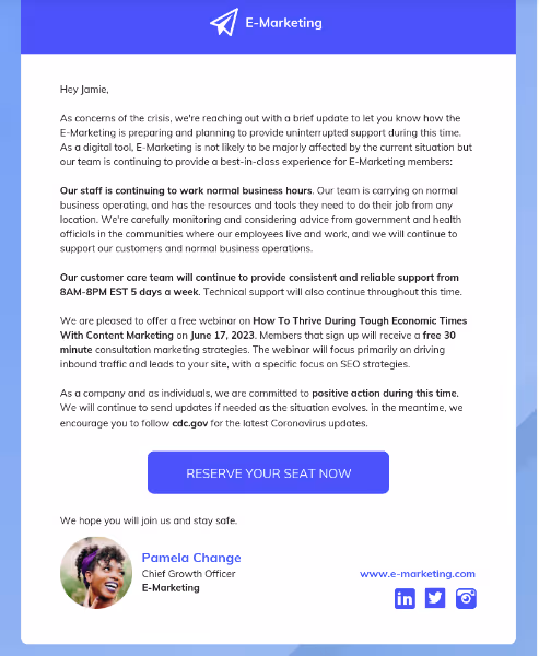 A good example of an email newsletter layout