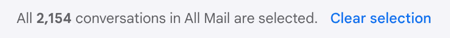 A screenshot of the notification at the top of the inbox when you select All Mail