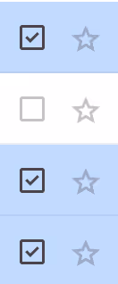 A screenshot of the boxes in the Gmail inbox highlighting the checked boxes 