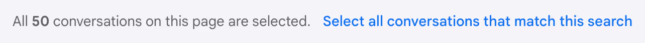 A screenshot of notifiation at the top f the inbox when all emails on the page are selected
