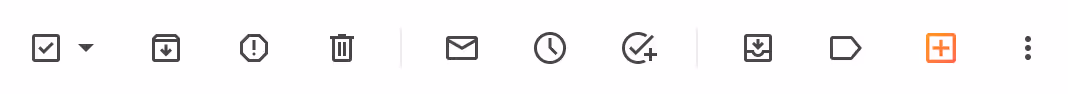 A screenshot of the Gmail toolbar at the top of the inbox