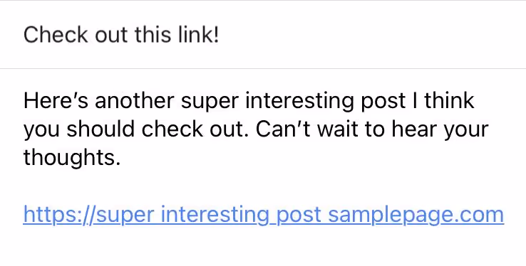 Gmail draft showing how to include hyperlink using mobile app