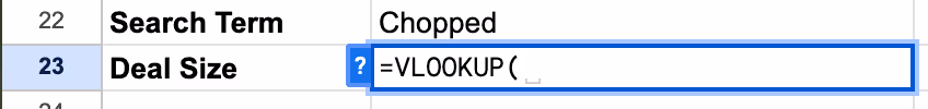 A screenshot showing how to add a VLOOKUP formula