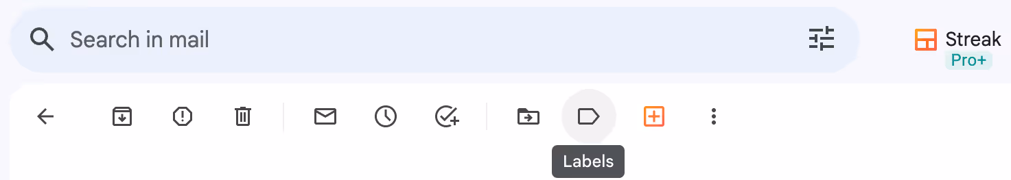 A screenshot of the icons at the top of the message after opening the email in Gmail.