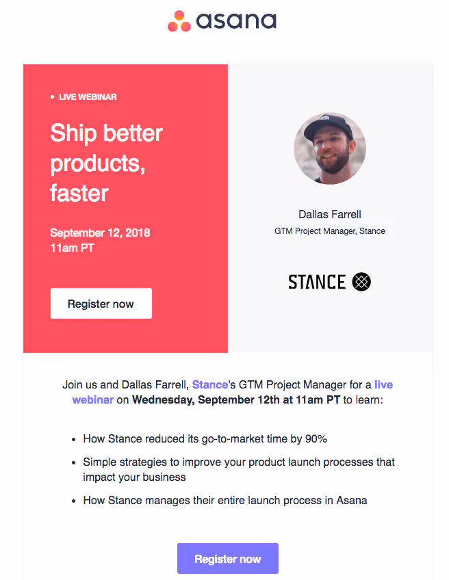 An example of a webinar eblast template