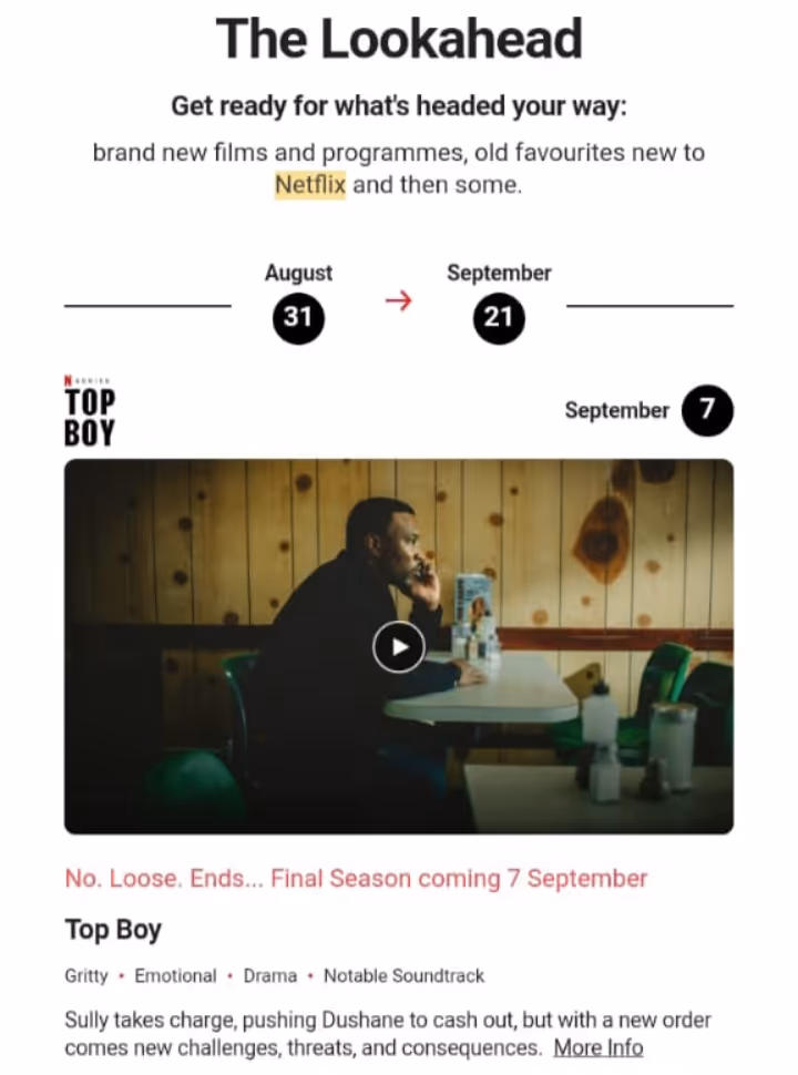 An example of an eblast from Netflix