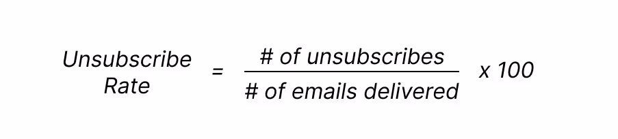 Formula for computing email unsubscribe rate