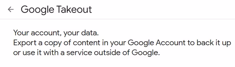 A screenshot of the heading and subheading in takeout.google.com