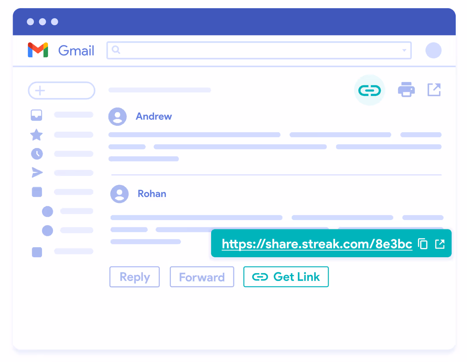 An illustration featuring email sharing links by Streak Share
