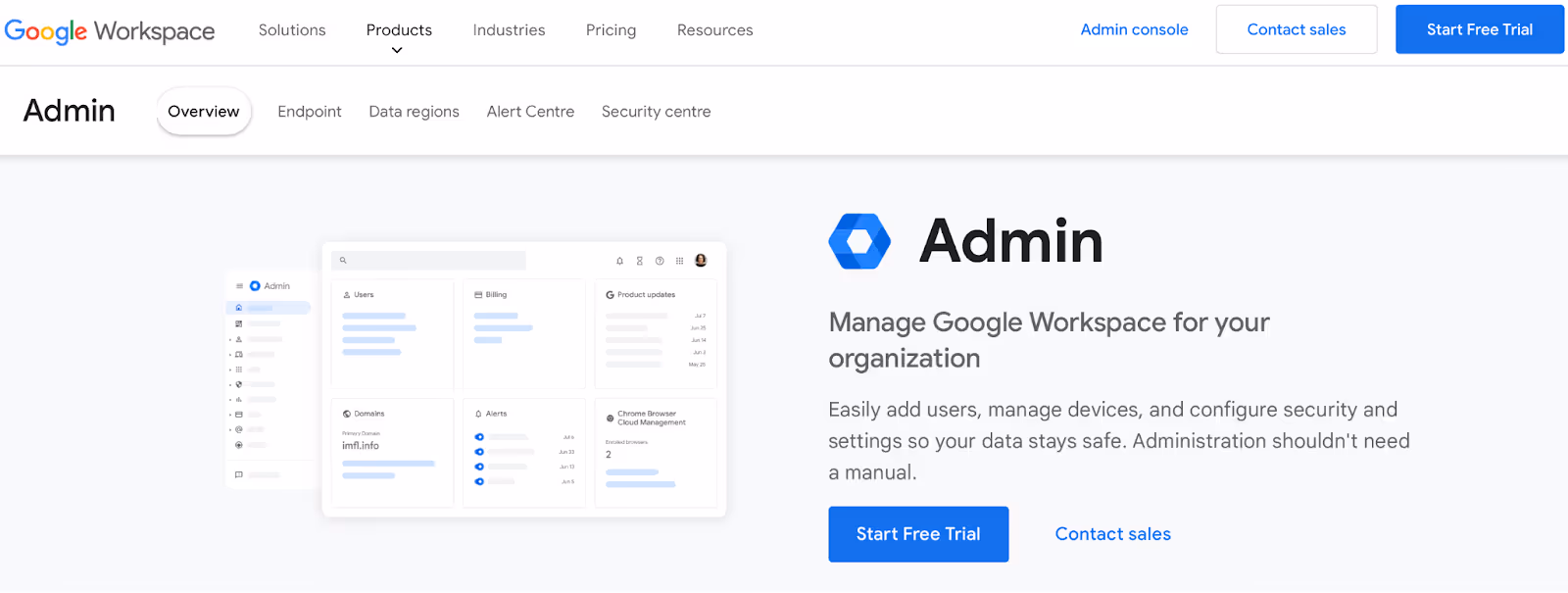 A screenshot of Google Workspace Admin console in the Overview section