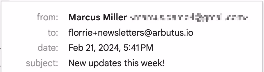 An illustration of the top details of an email showing the sender, recipient, date,and the email subject