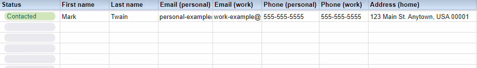professional contact list template