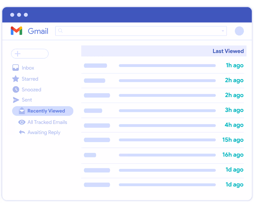 Gmail inbox highlighting the recently viewed (read receipts) section