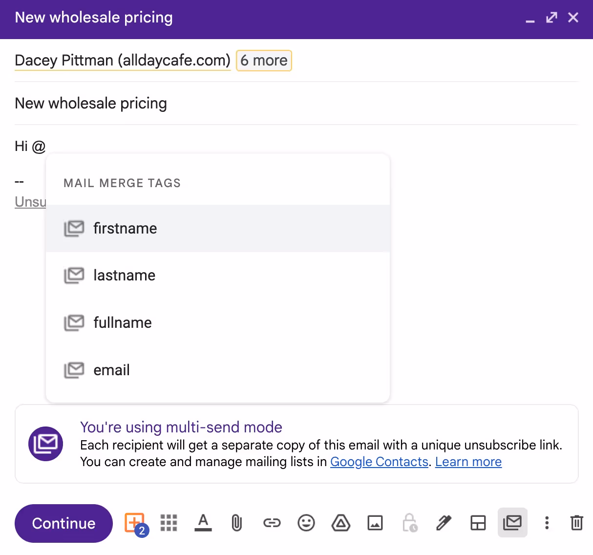 How to add variables in Gmail