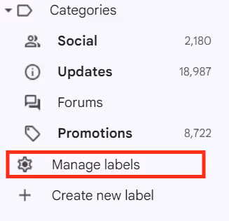 Manage labels list to organizae your inbox