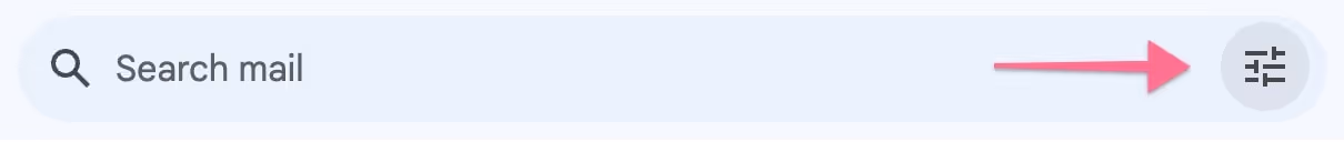 gmail search filters button