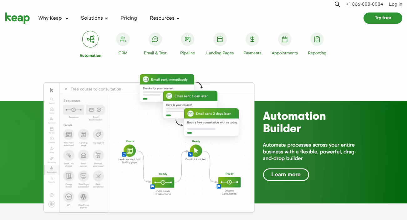 Keap automation builder