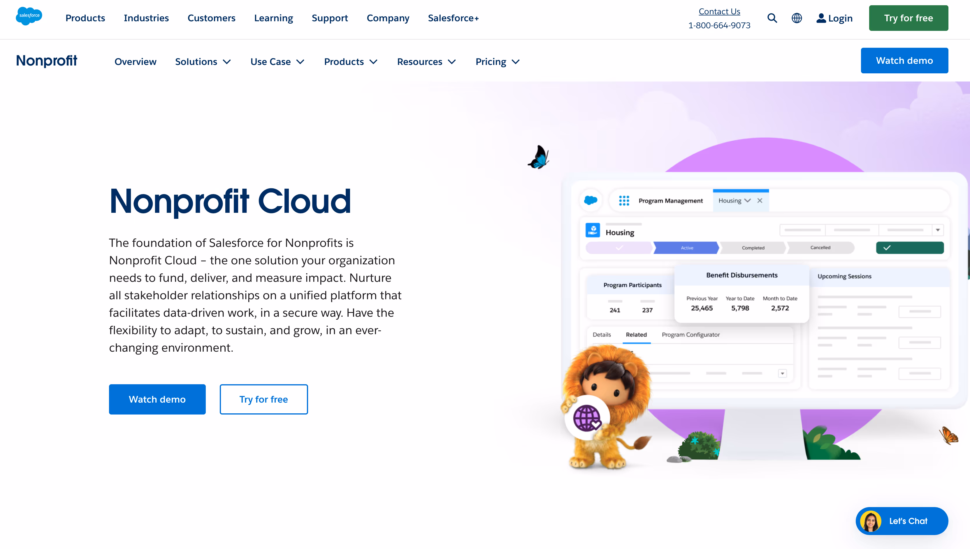 Salesforce Nonprofit Cloud homepage