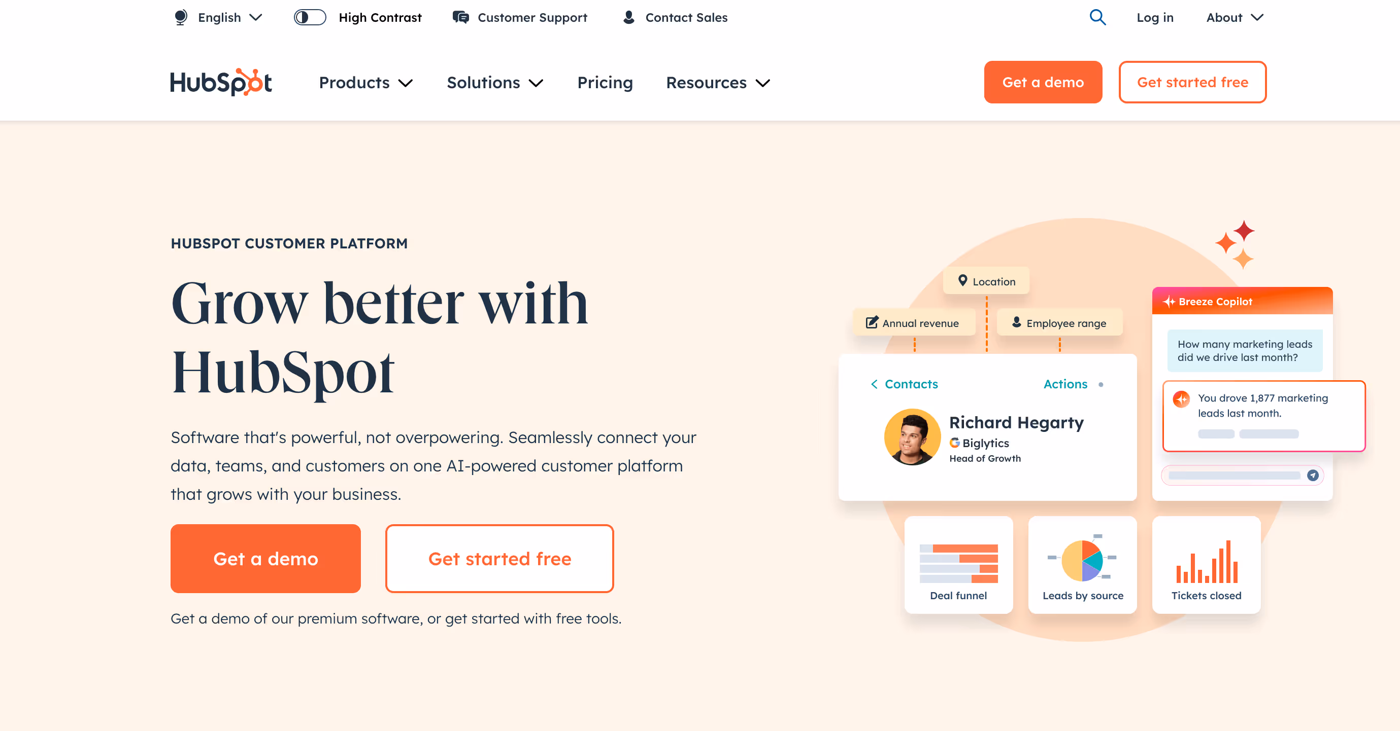 HubSpot homepage