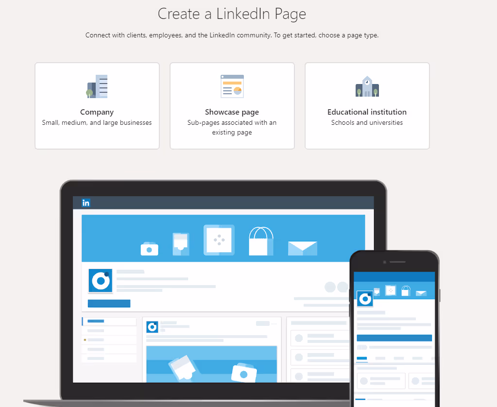 The first step of creating a LinkedIn company page