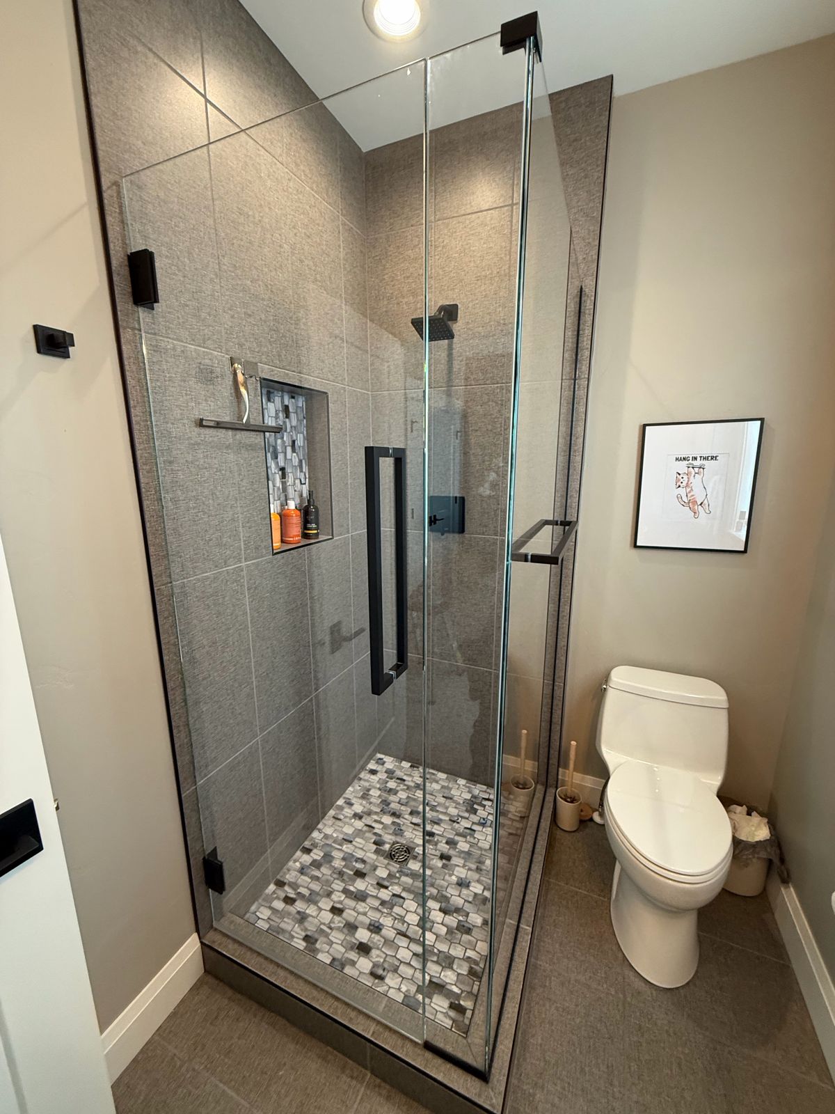 Sparkling clean frameless glass shower door