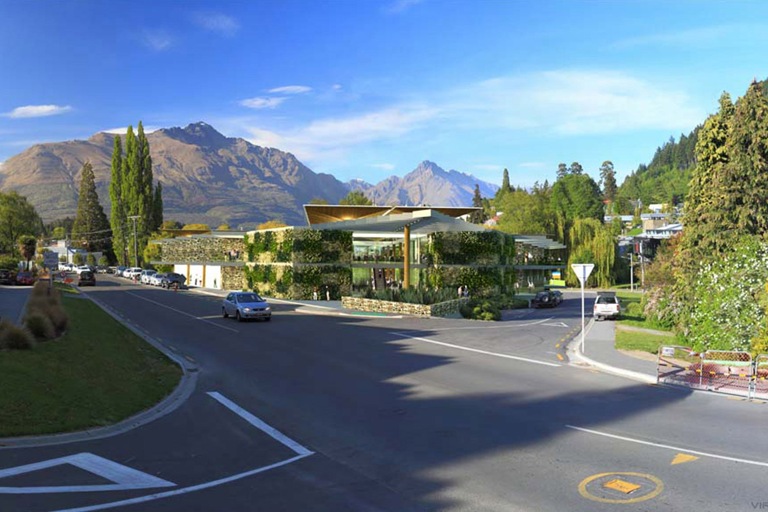A rendered conceptual drawing of the proposed Queenstown Convention Centre by Gary Todd Architecture.
