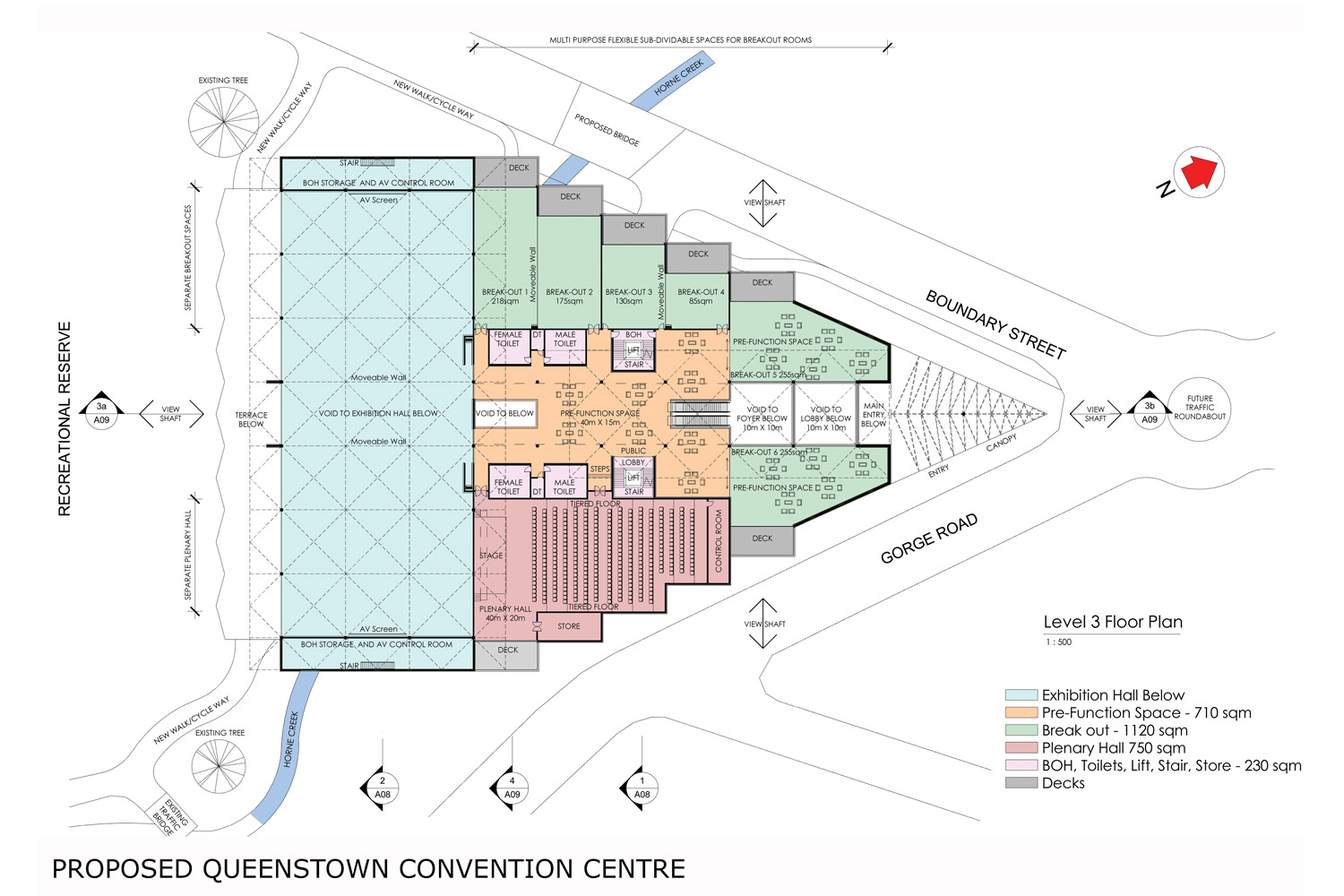 A conceptual site plan of the proposed Queenstown Convention Centre by Gary Todd Architecture.