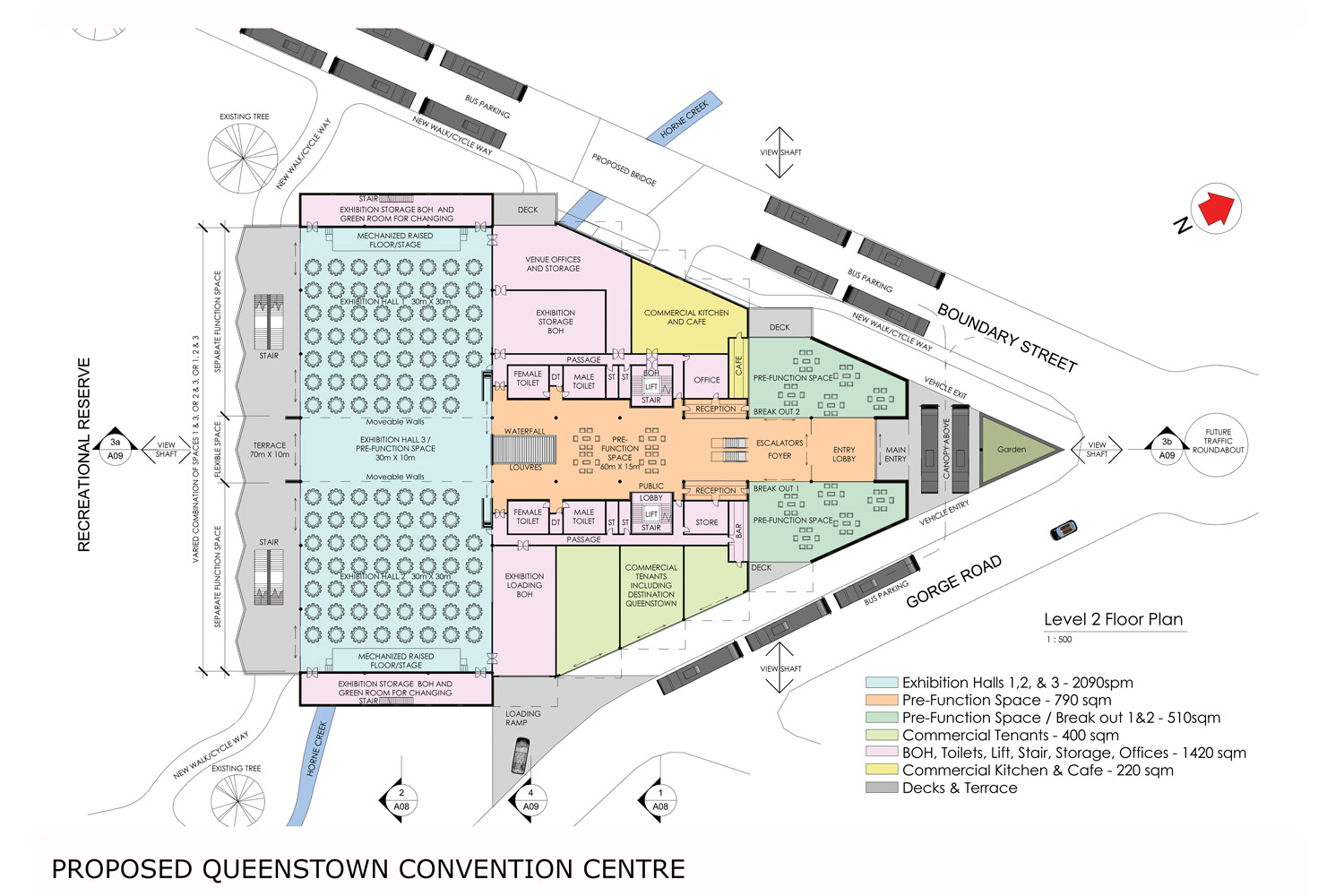 A conceptual site plan of the proposed Queenstown Convention Centre by Gary Todd Architecture.