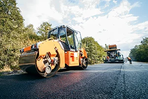 asphalt rollers on a highway